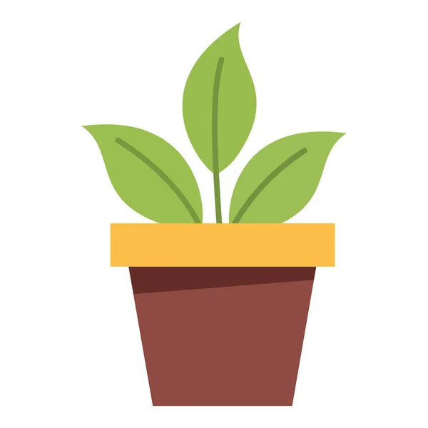 Bahçecilik, büyüme ve doğa kavramları için kahverengi bir saksı vektör ikonu içindeki yeşil tohum bitkisi