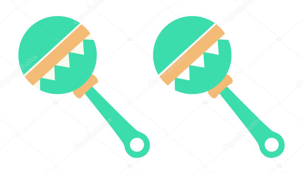 Simple baby rattles in a mint green color, a cute toy for infants, perfect for baby shower invitations, birth announcements