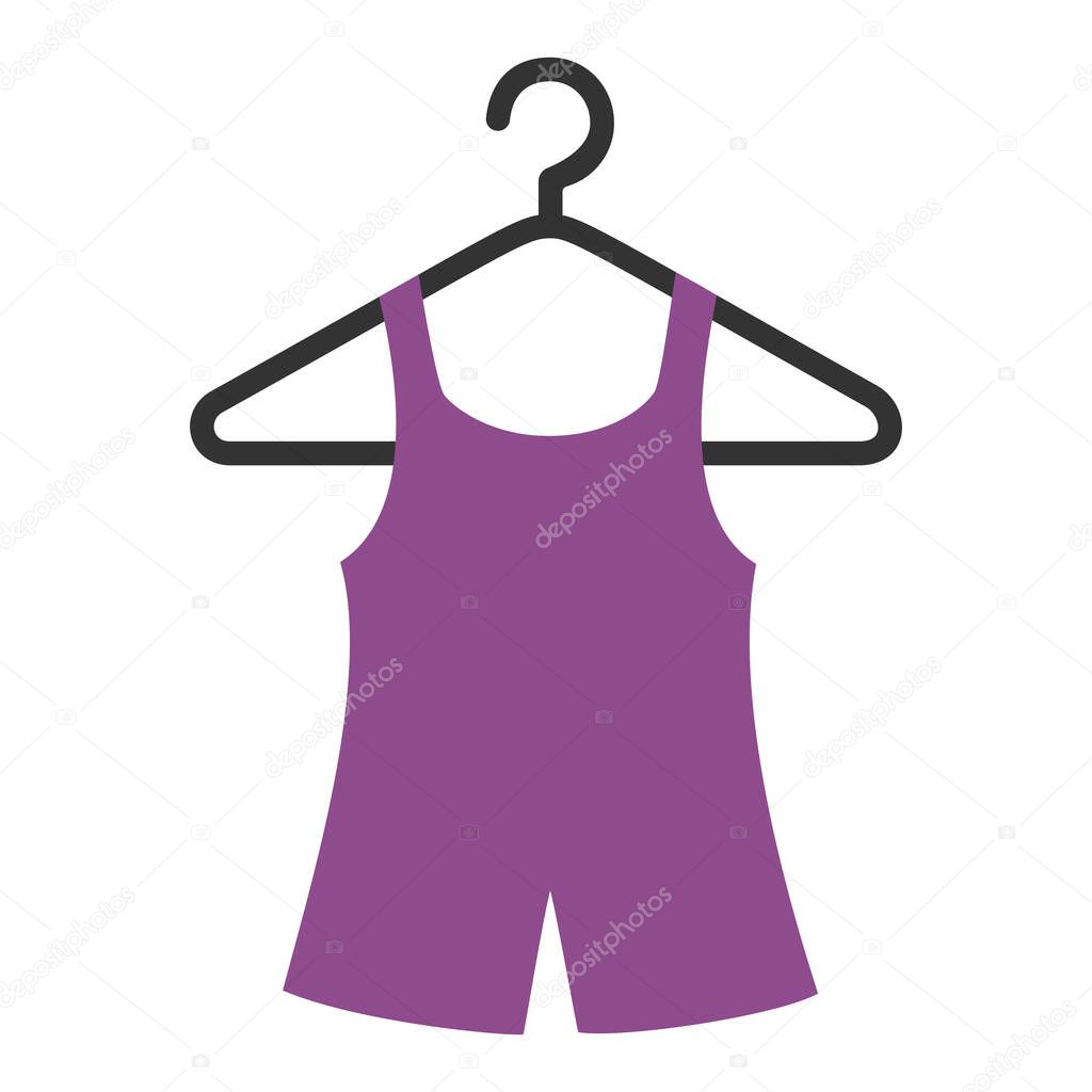 Purple woman's sleeveless tank top on a hanger, a simple fashion illustration for a clothing store, online boutique