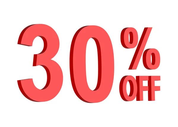 % 30,% 30 indirim metni grafiği koyu kırmızı 3D harflerle, reklam pankartı, kuponlar ve özel teklifler için.,