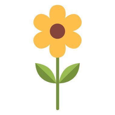 Kahverengi merkezli sarı papatya çiçeği ve yeşil saplı, doğa temalı projeler için mükemmel.