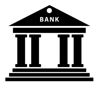 Yatırım zenginliği yönetimi veya kredi hizmetleri şirketi, vektör silueti için banka inşa simgesi