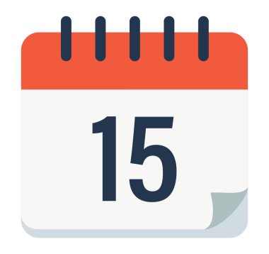 Zaman yönetimi ve olay zamanlaması uygulamaları için belirli bir gün ve tarih gösteren takvim simgesi