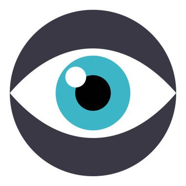 Çember şeklindeki tek bir insan gözü irisi ve göz bebeği, görüş, güvenlik ve gözlem ikonu çizimi