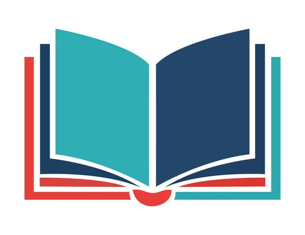 renkli sayfaları olan, bilgiyi, eğitimi, eğitimi ve eğitim siteleri için ideali sembolize eden açık bir kitap simgesi