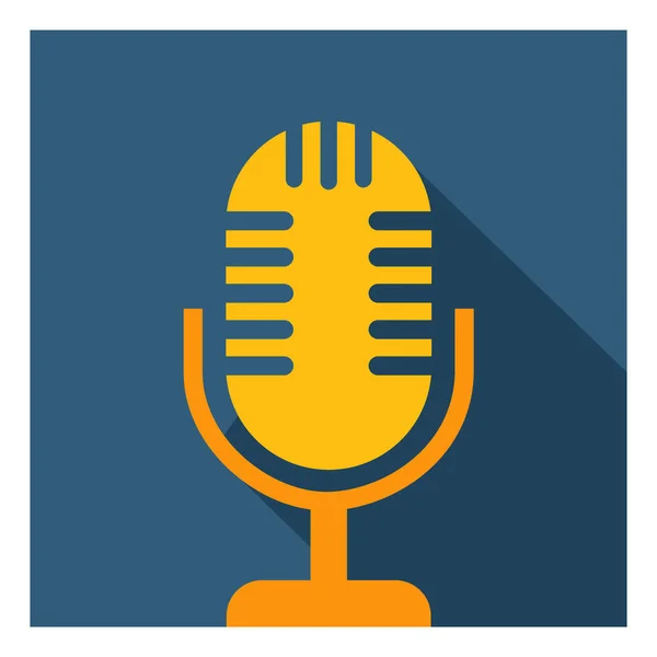 Stüdyo mikrofon simgesi podcast, müzik kaydı ve ses yayını için uzun gölgeli beklemede.