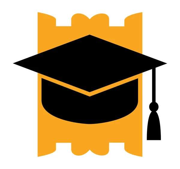 Eğitim için siyah mezuniyet şapkası. Üniversite seremoni illüstrasyon logosu tasarımı.