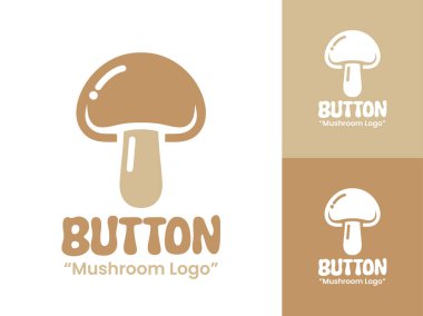 Organik gıda ürünleri ve restoran kimliği için ideal düğme mantarları içeren birinci sınıf bir amblem tasarımı..