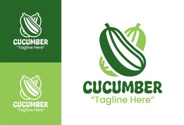 Sağlık restoranları, meyve suyu barları ve sürdürülebilir çiftlikler için tasarlanmış geometrik bir salatalık logosu..