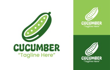 Sağlıklı gıda markaları, organik dükkanlar ve çiftçi pazarları için uygun taze minimalist salatalık logosu..