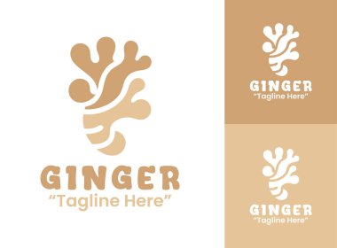 Organik baharat üreticileri, sağlık markaları ve ekolojik bilinçli kimlik tasarımı için özel zencefil logosu..