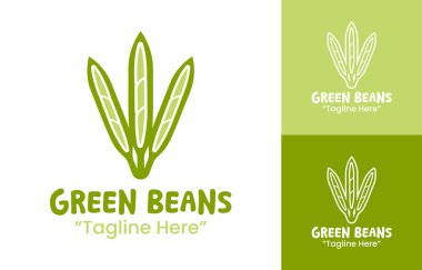Geometrik modern yeşil fasulye logosu, eko gıda ve sağlık ürünleri için tazeliği ve sürdürülebilirliği sembolize eder..