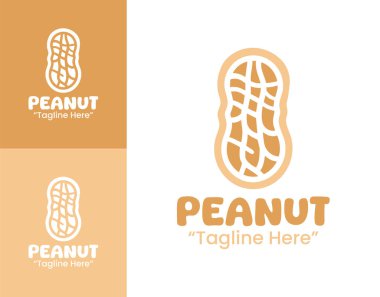 Doğal protein ve organik kaliteyi temsil eden, atıştırmalık ve yiyecek ambalajı için ideal minimalist bir fıstık logosu..