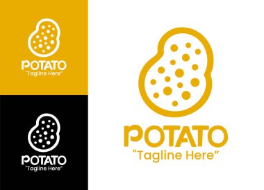 Doğal kök şekillerini vurgulayan geometrik bir patates logosu, eko çiftlikleri, sürdürülebilir markalar ve sağlık amaçlı gıda ambalajları için uygundur..