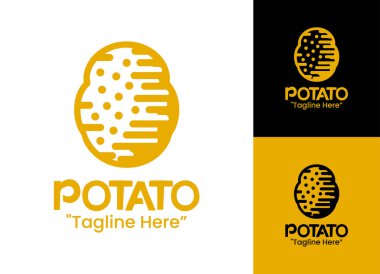 Sadelik ve doğal tazeliği vurgulayan yassı minimalist patates logosu, vejetaryen kafeler, organik pazarlar ve sağlıklı gıda ürünleri için mükemmel..