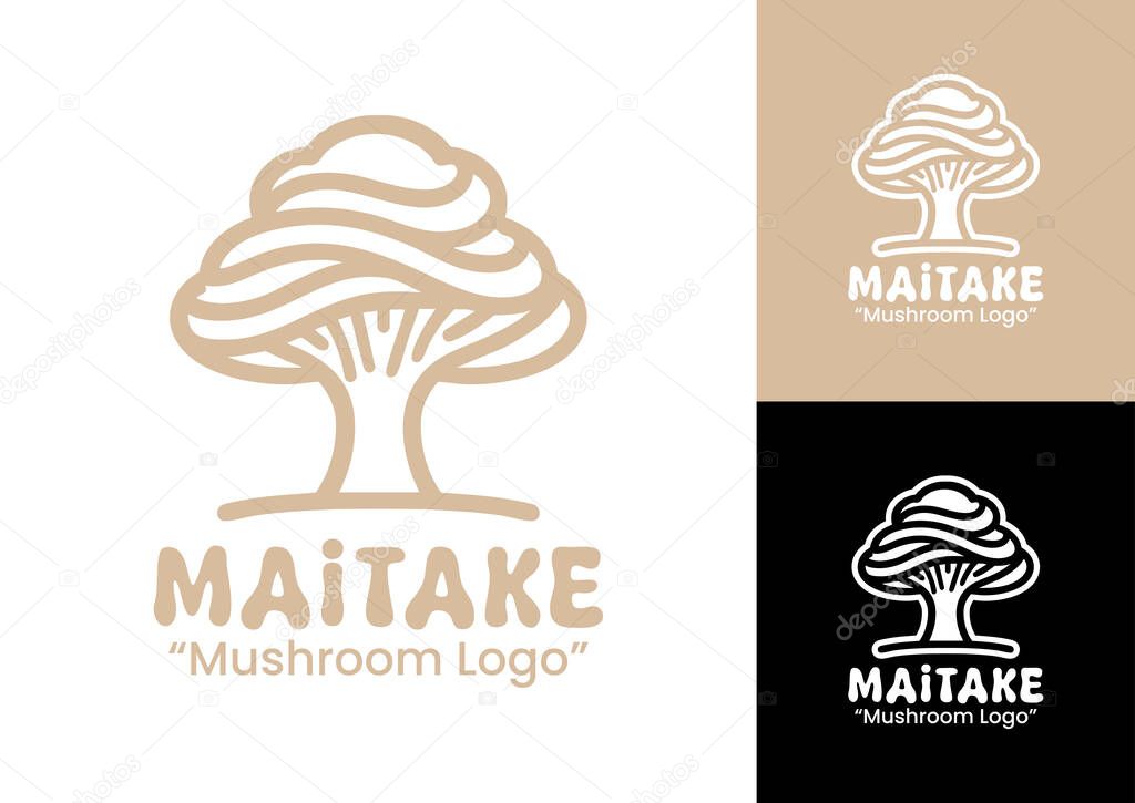 A minimalist maitake mushroom logo suitable for organic farms, restaurants, and health product branding.