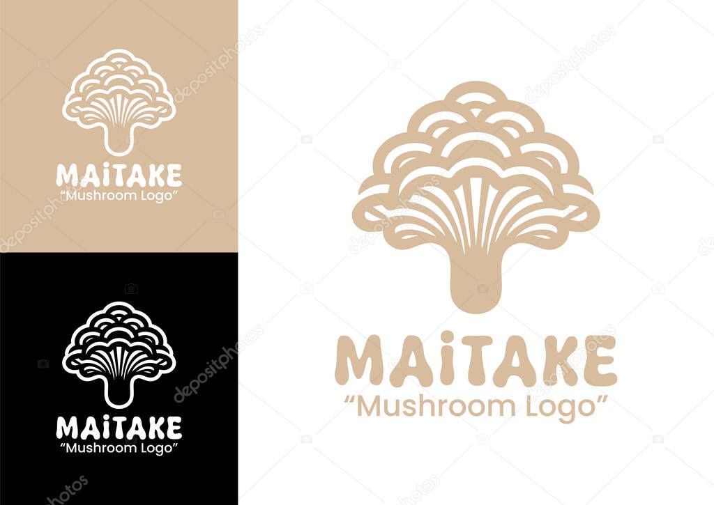 A modern gourmet maitake mushroom logo for vegan cafes, restaurants, and farm branding.