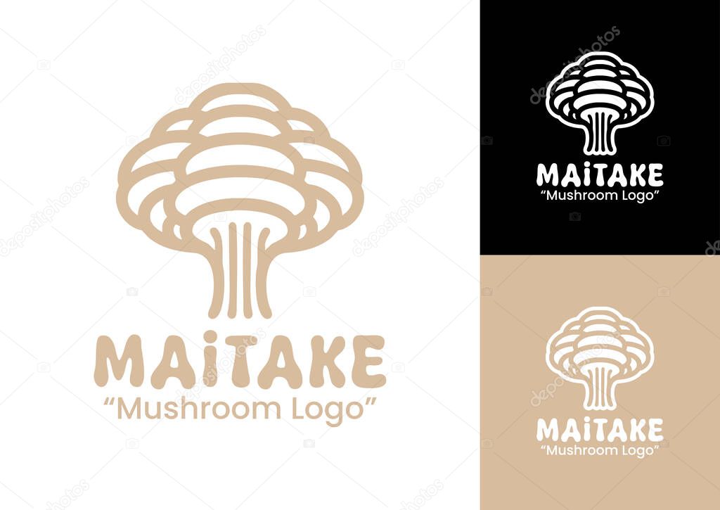 An abstract maitake mushroom logo representing nature, simplicity, and organic health branding.