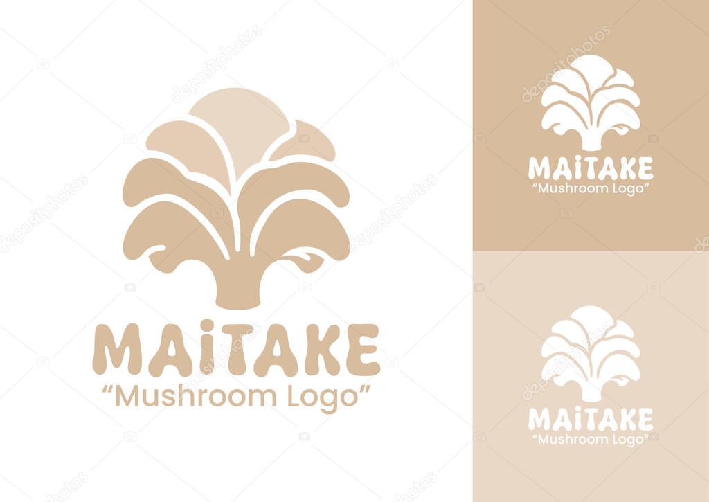An elegant maitake mushroom logo symbolizing harmony, freshness, and sustainability for organic products.