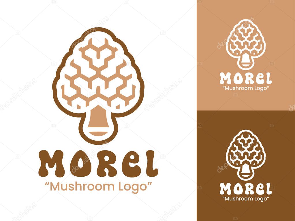 A modern morel mushroom logo design ideal for organic restaurants, markets, and nature-focused brands.