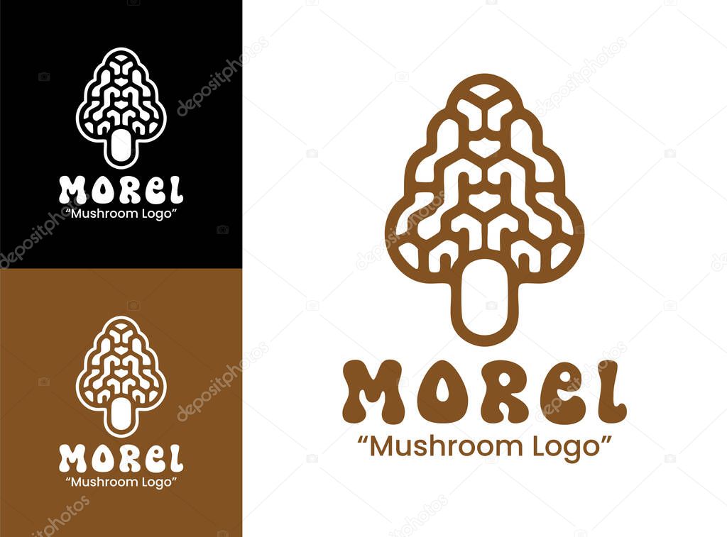 A clean and elegant morel mushroom logo crafted for organic food branding and premium packaging.