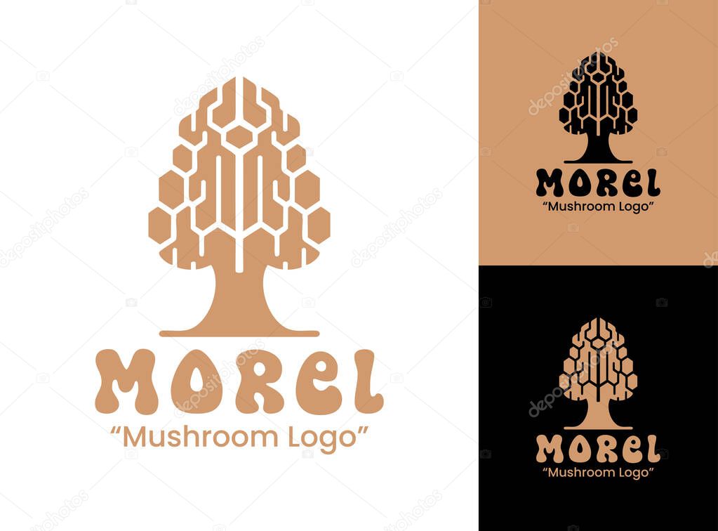 A stylish modern morel mushroom logo that conveys freshness, nature, and gourmet quality.