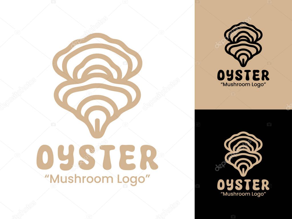 A modern oyster mushroom logo designed for gourmet restaurants, vegan brands, and organic farms.