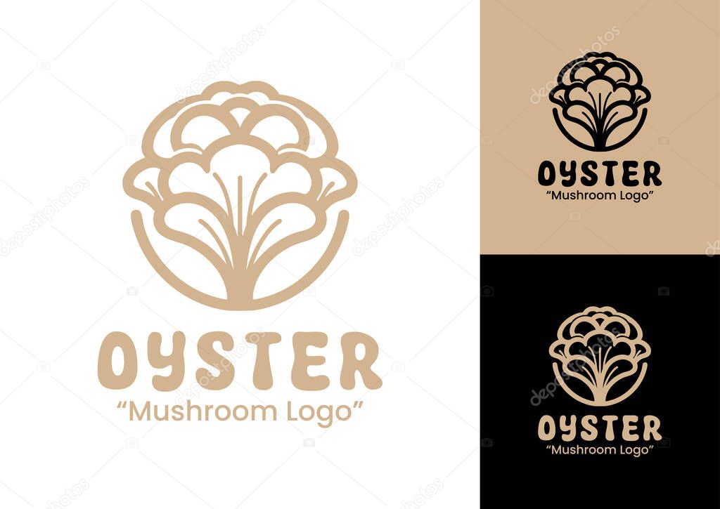 A clean modern oyster mushroom logo representing freshness and natural food identity.