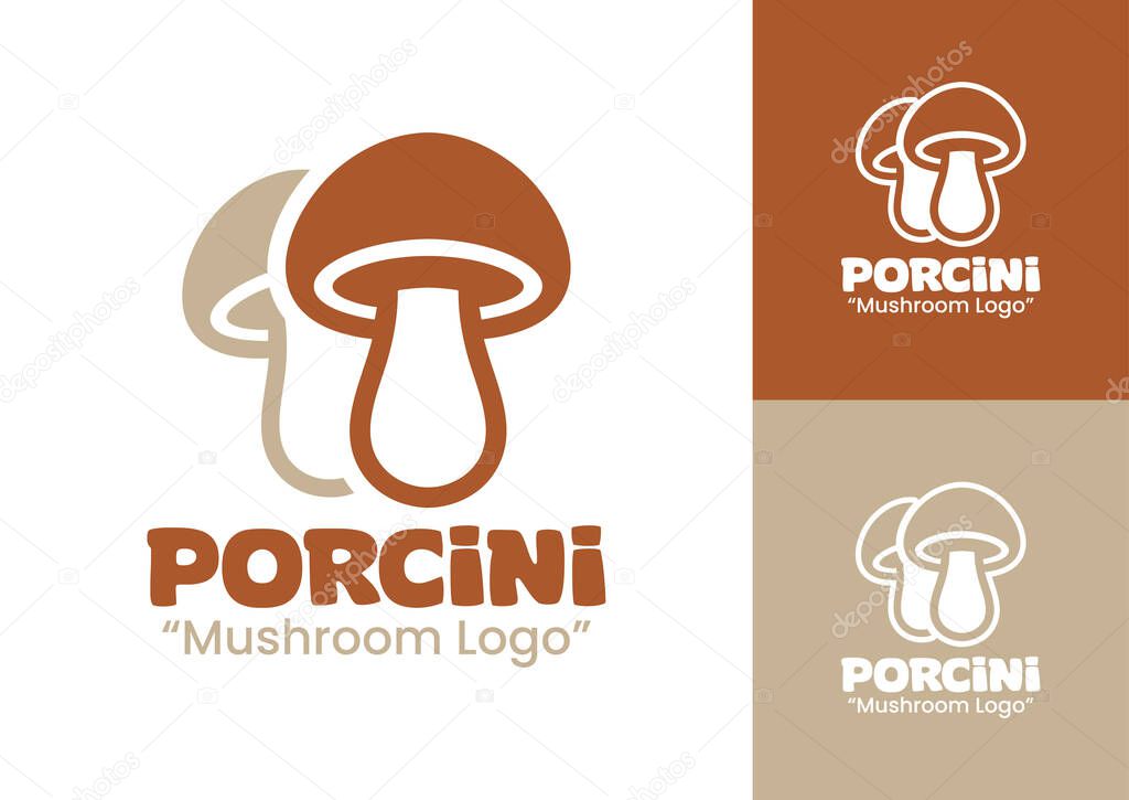 A clean and elegant porcini mushroom logo suitable for gourmet restaurants, farms, and organic brands.