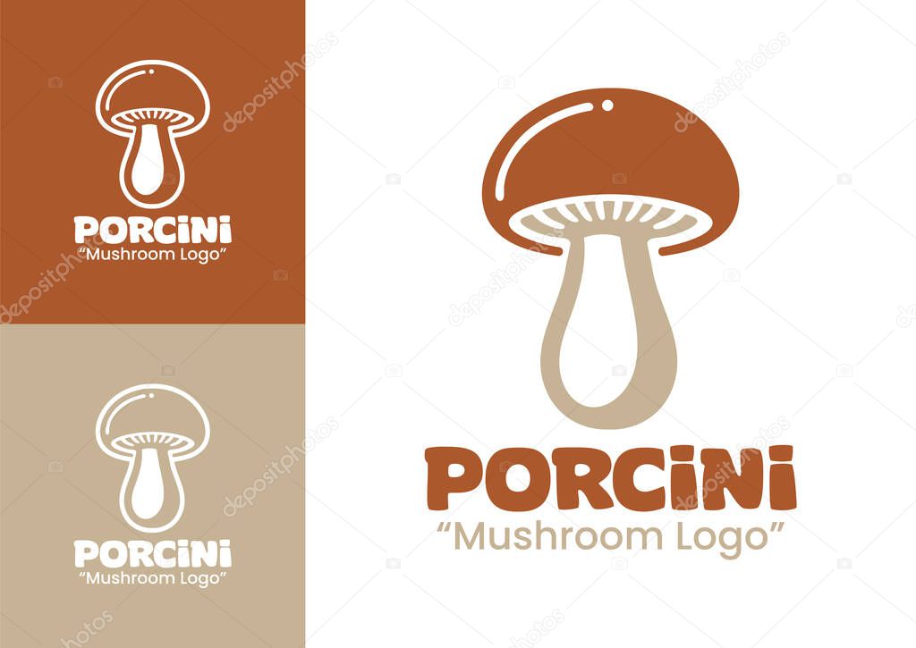 A modern organic porcini mushroom logo ideal for eco-friendly food packaging and restaurant branding.