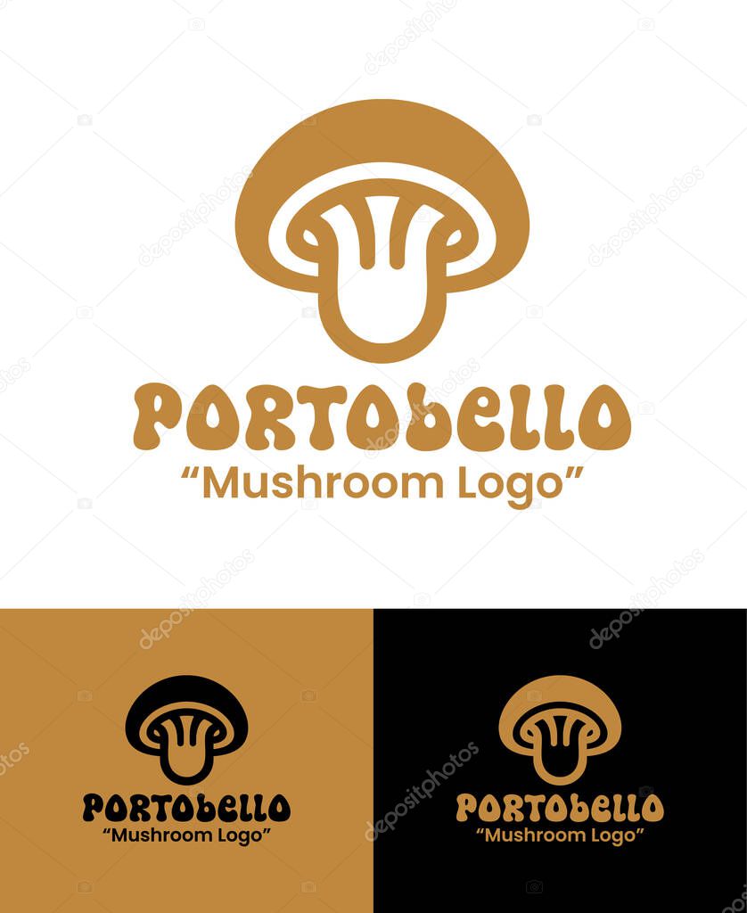 A stylish and clean portobello mushroom logo ideal for healthy restaurants and organic product branding.