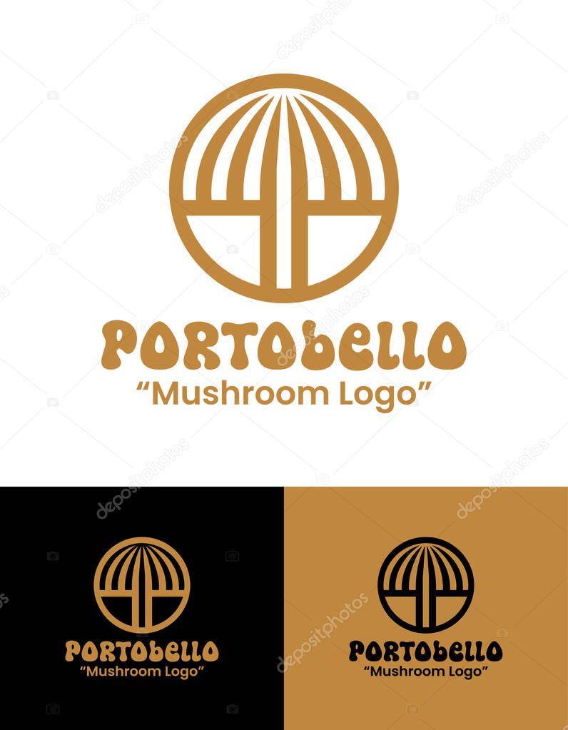 A clean and elegant portobello logo created for healthy food packaging and eco-lifestyle brands.