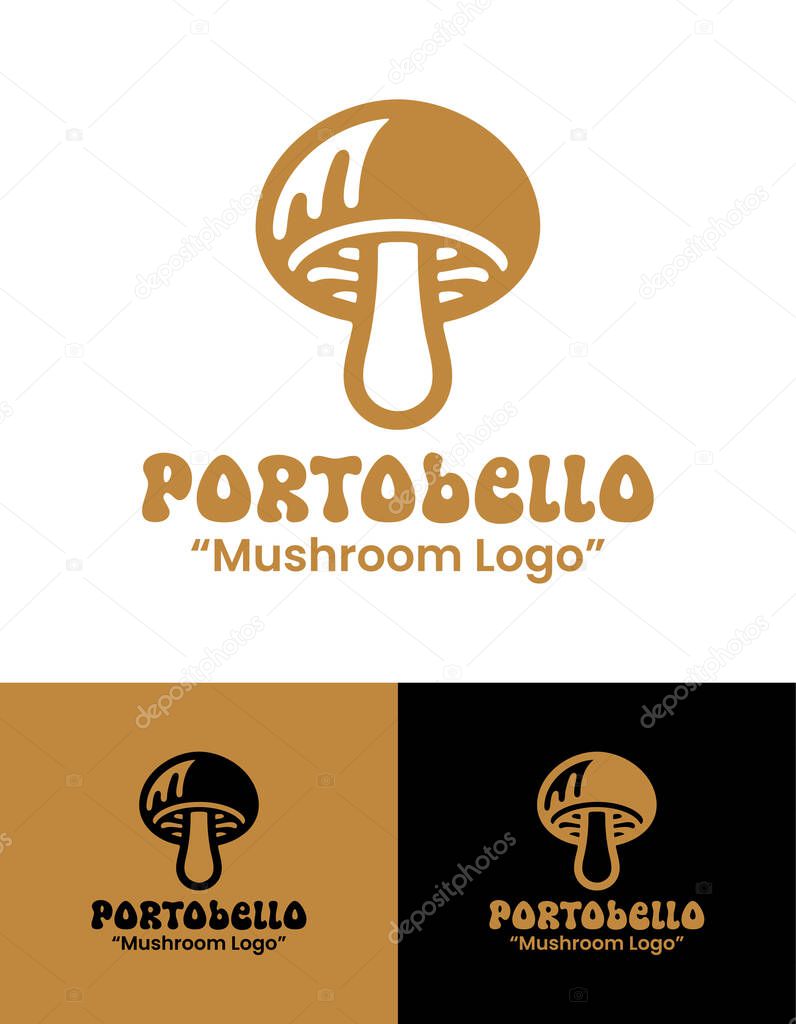 A modern rustic portobello logo symbolizing nature, taste, and health for organic culinary identity.
