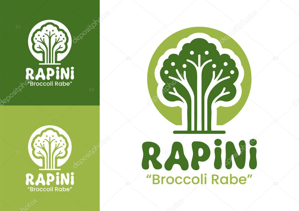 A minimalist rapini logo created for sustainable farms, vegan restaurants, and fresh produce identity.