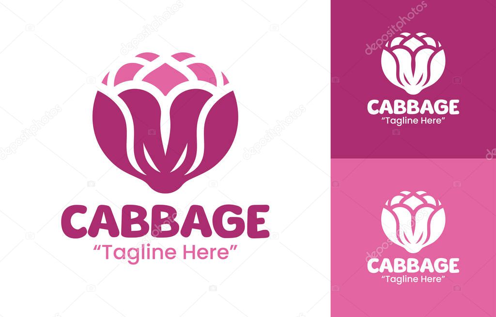 A minimalist red cabbage logo ideal for eco-conscious food brands and sustainable farm packaging.
