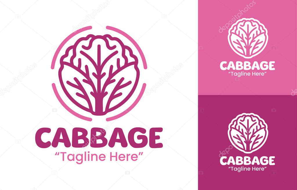 A clean and modern red cabbage logo created for organic vegetable farms and green lifestyle products.
