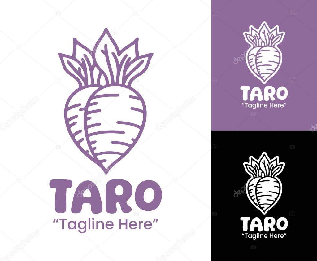A modern minimalist taro logo blending natural texture with clean lines, perfect for vegan and organic product identities.