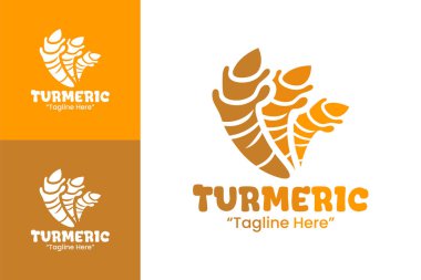 Doğal şifa ve kök temelli sağlıktan esinlenilmiş, organik dükkanlar ve baharat üreticileri için uygun minimum zerdeçal logosu kavramı.