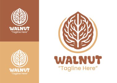 Doğal ve organik tarzda ceviz logosu tasarımı, gıda ambalajı, eko çiftlikleri ve sağlık ürünleri markalaşması için idealdir..