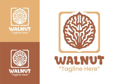 Organik tarım, doğal malzemeler ve sağlıklı gıda şirketleri için özel çevreci kimliğini vurgulayan zarif ceviz logosu..