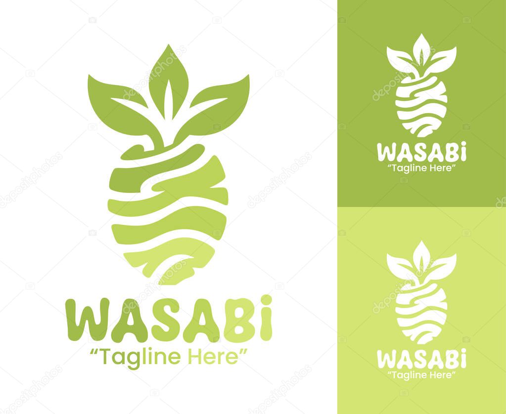 Premium wasabi logo design combining organic flavor and Japanese culinary culture, perfect for food and spice companies.