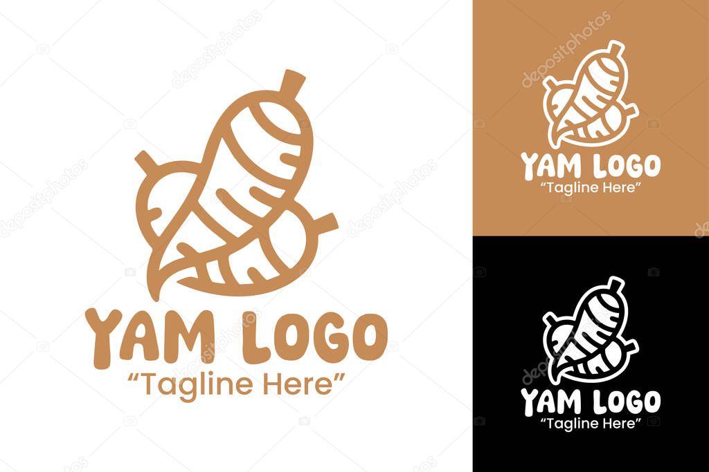 A clean minimalist yam logo inspired by natural root vegetables, ideal for organic brands, vegan food companies, and farms.
