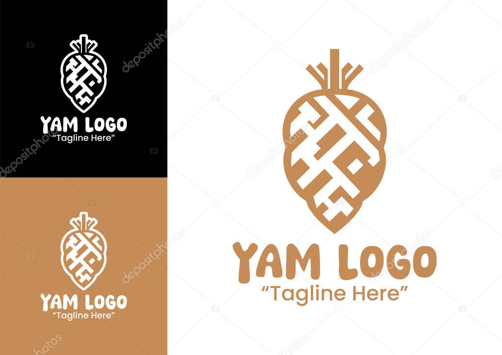 A stylish yam logo combining natural simplicity with professional branding, perfect for organic markets and sustainable businesses.