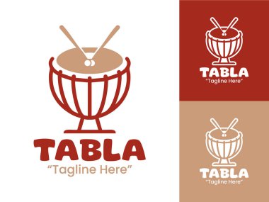 Geleneksel müzisyenler, kültürel etkinlikler ve vurmalı çalgılar için mükemmel bir tabla logosu.