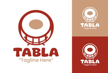 Perküsyonistler, müzisyenler ve kültürel marka kimliği için yaratıcı bir modern tabla logosu tasarımı.