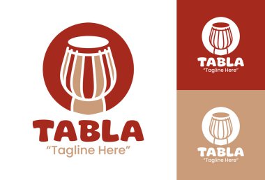 Müzik markaları, perküsyon stüdyoları ve geleneksel sanat kimlikleri için uygun modern bir minimalist tabla logosu..