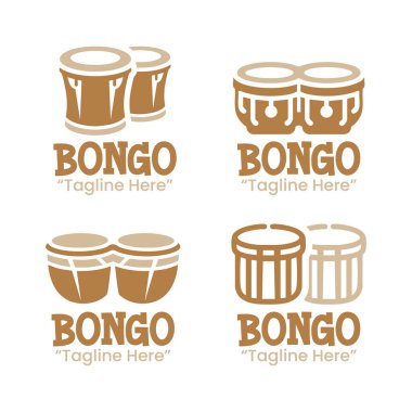4 profesyonel bongo logosu koleksiyonu perküsyon ve ritim temaları sergiliyor. Müzik markaları, stüdyolar ve yaratıcı kimlik projeleri için mükemmel..