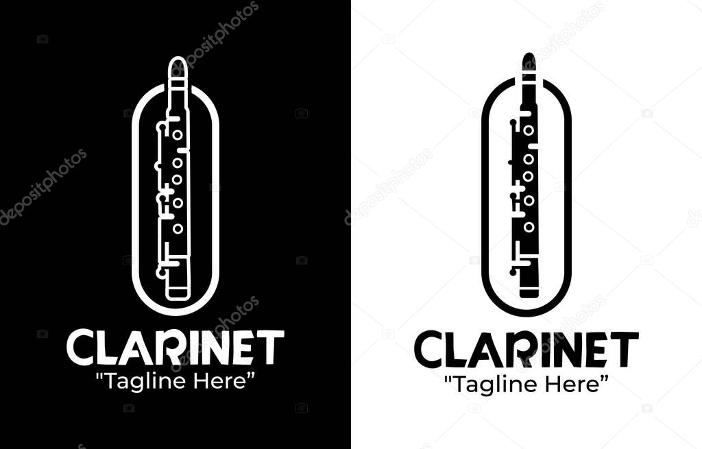 Clean and modern clarinet logo combining traditional craftsmanship and modern aesthetics, ideal for musicians and sound studios.