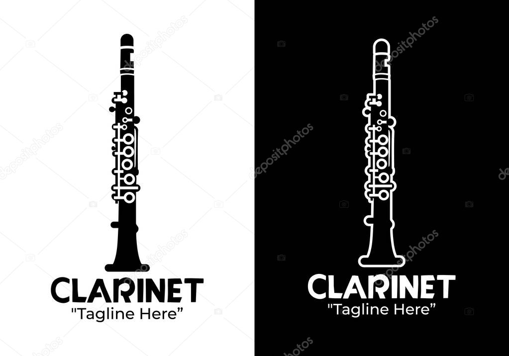 A flat vector clarinet logo designed for music schools, orchestras, and creative agencies focusing on sound and style.