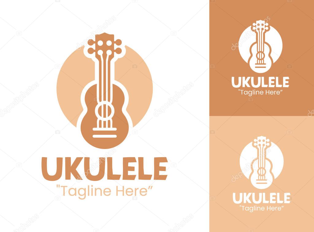 A modern minimalist ukulele logo ideal for tropical brands, music studios, and creative sound design.